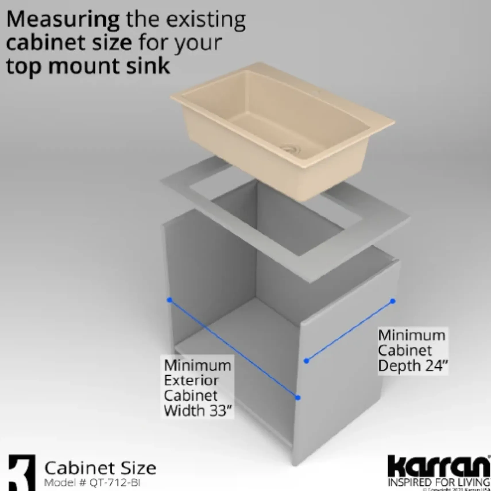 Karran 33" Drop In/Topmount Quartz Composite Kitchen Sink, Bisque, QT-712-BI-PK1