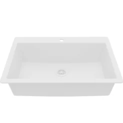 Karran 33" Drop In/Topmount Quartz Composite Kitchen Sink, White, QT-812-WH