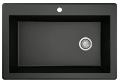 Karran 33" Drop In/Topmount Quartz Composite Kitchen Sink, Black, QT-670-BL