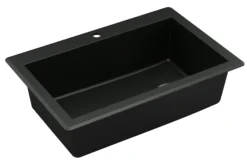 Karran 33" Drop In/Topmount Quartz Composite Kitchen Sink, Black, QT-670-BL