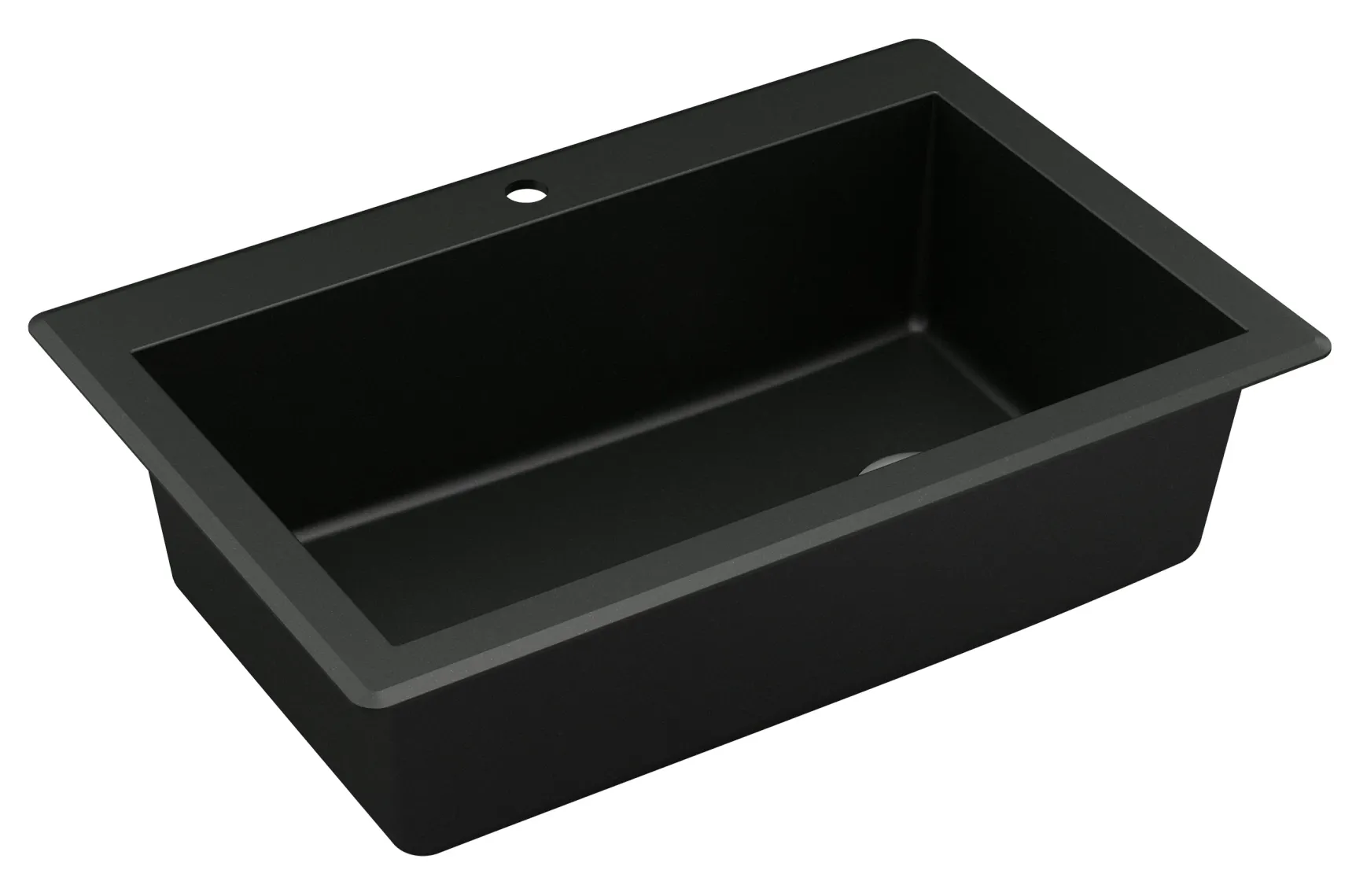 Karran 33" Drop In/Topmount Quartz Composite Kitchen Sink, Black, QT-670-BL