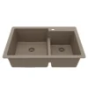 Karran 33" Drop In/Topmount Quartz Composite Kitchen Sink, 60/40 Double Bowl, Concrete, QT-811-CN