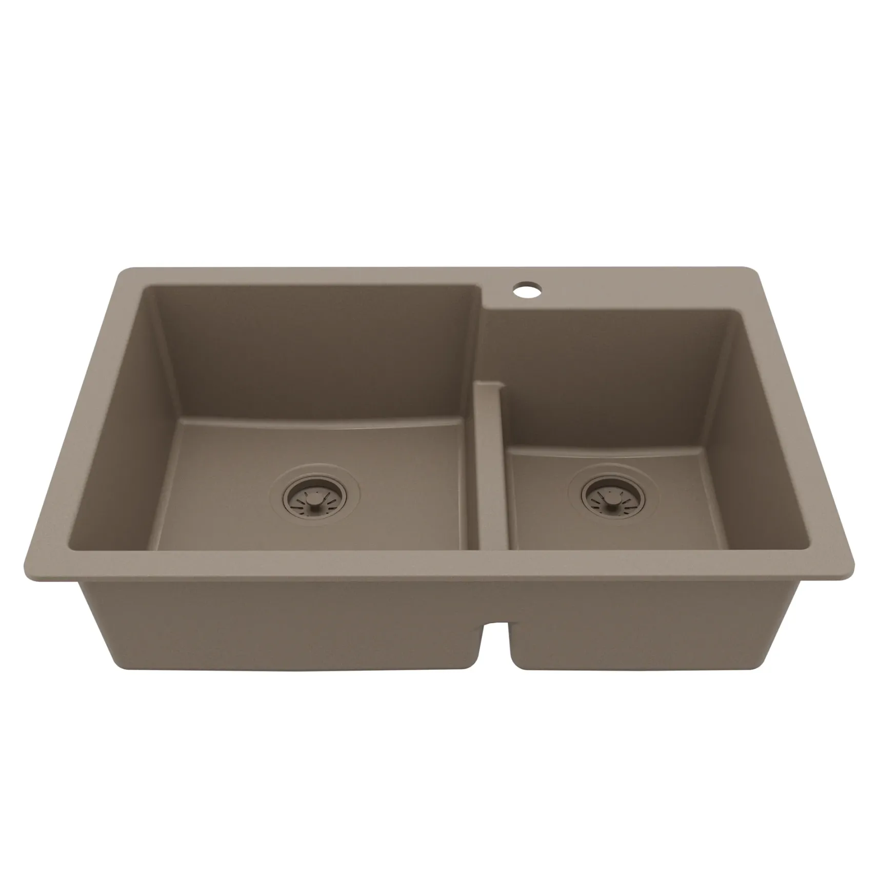 Karran 33" Drop In/Topmount Quartz Composite Kitchen Sink, 60/40 Double Bowl, Concrete, QT-811-CN