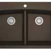 Karran 33" Drop In/Topmount Quartz Composite Kitchen Sink, 50/50 Double Bowl, Brown, QT-710-BR