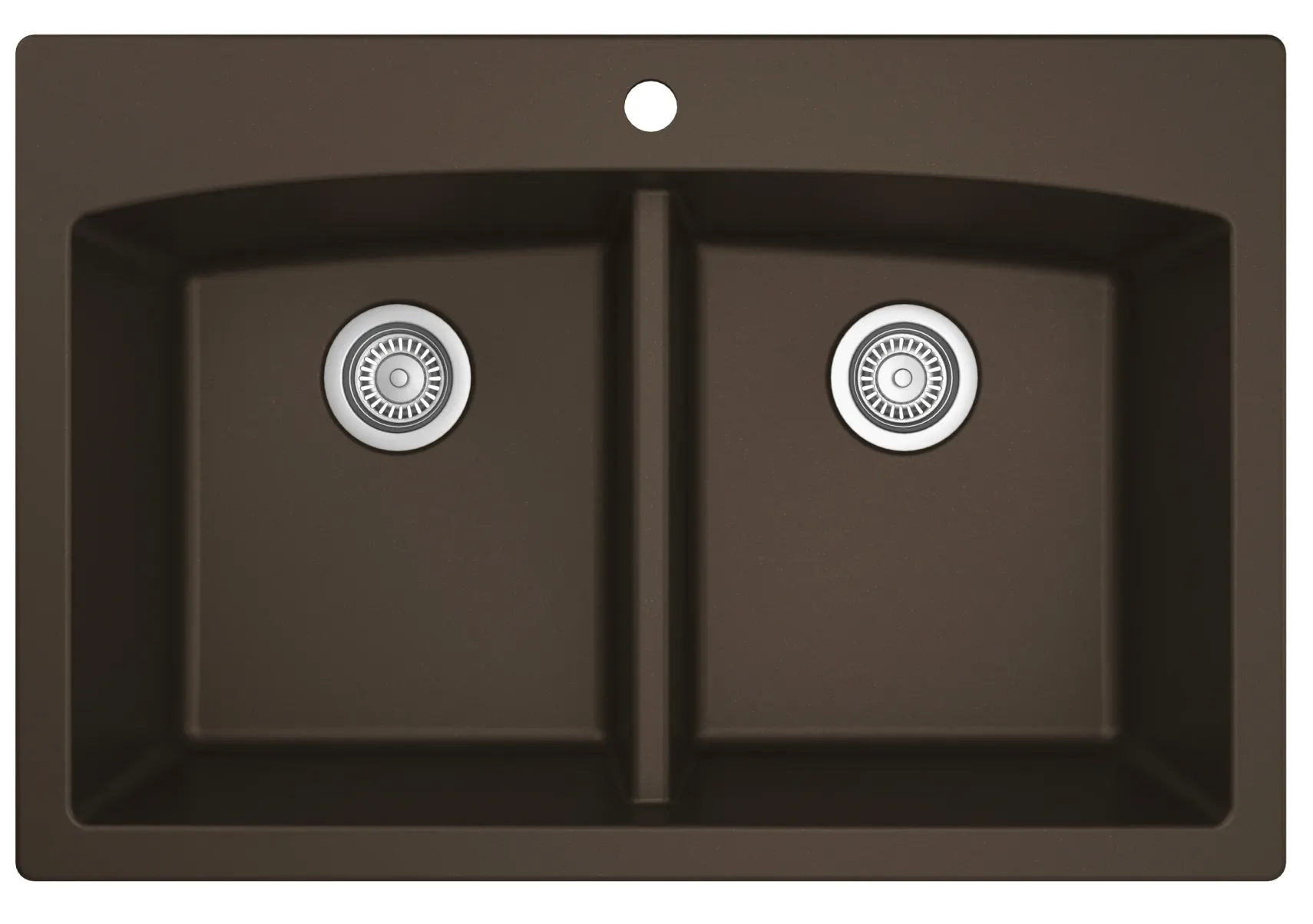 Karran 33" Drop In/Topmount Quartz Composite Kitchen Sink, 50/50 Double Bowl, Brown, QT-710-BR