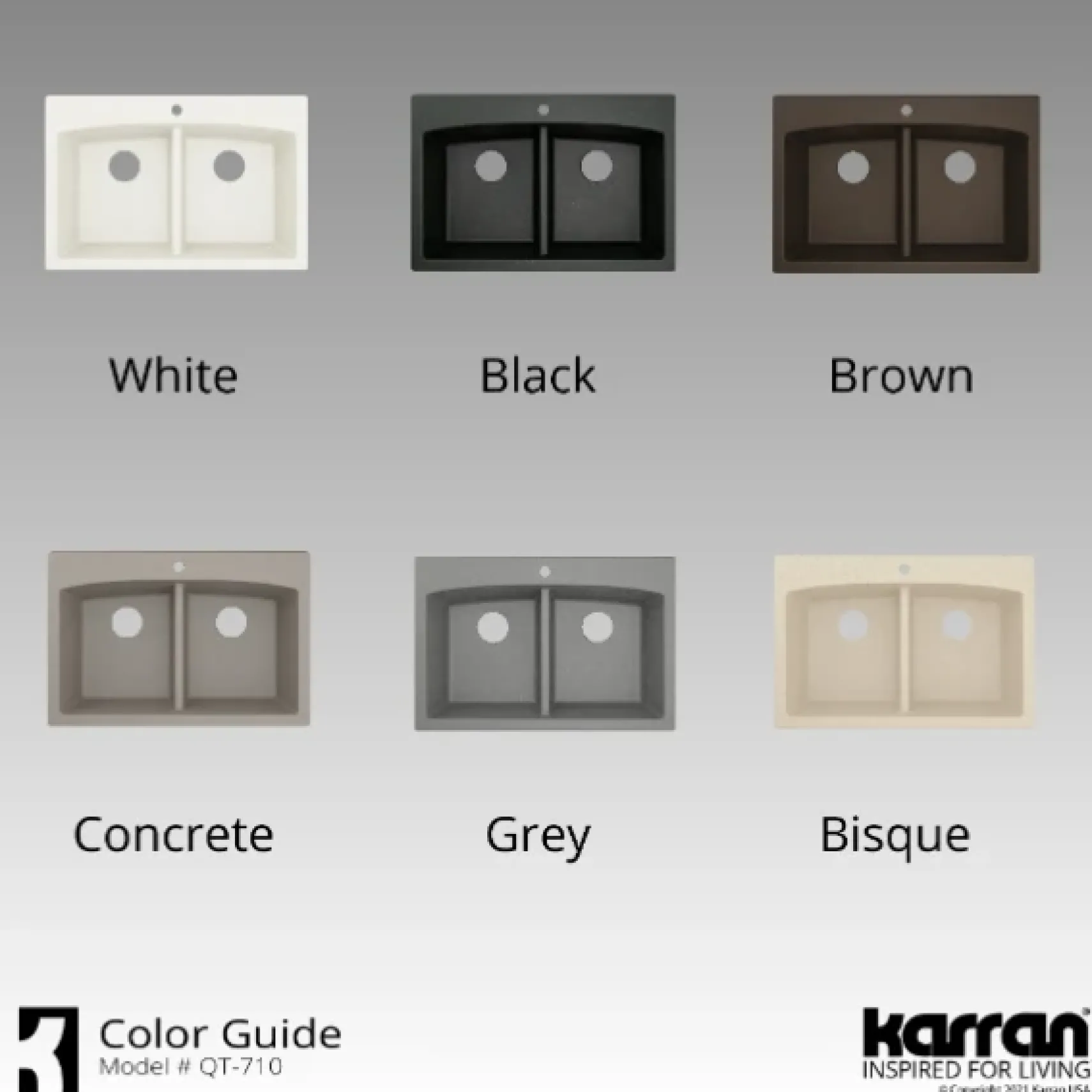 Karran 33" Drop In/Topmount Quartz Composite Kitchen Sink, 50/50 Double Bowl, Brown, QT-710-BR