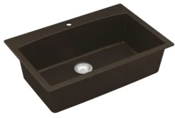 Karran 33" Drop In/Topmount Quartz Composite Kitchen Sink, Brown, QT-712-BR