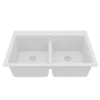 Karran 33" Drop In/Topmount Quartz Composite Kitchen Sink, 50/50 Double Bowl, White, QT-810-WH