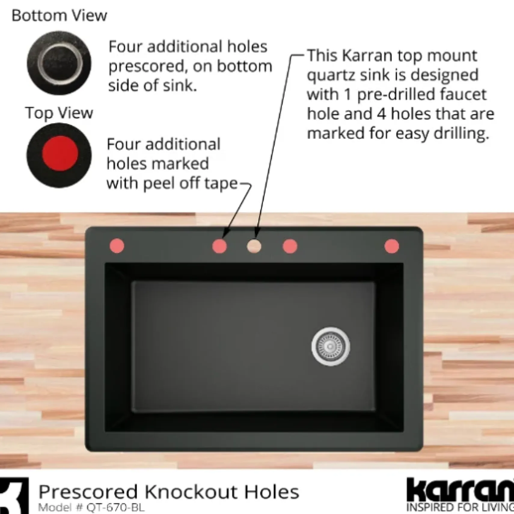Karran 33" Drop In/Topmount Quartz Composite Kitchen Sink, Bisque, QT-670-BI