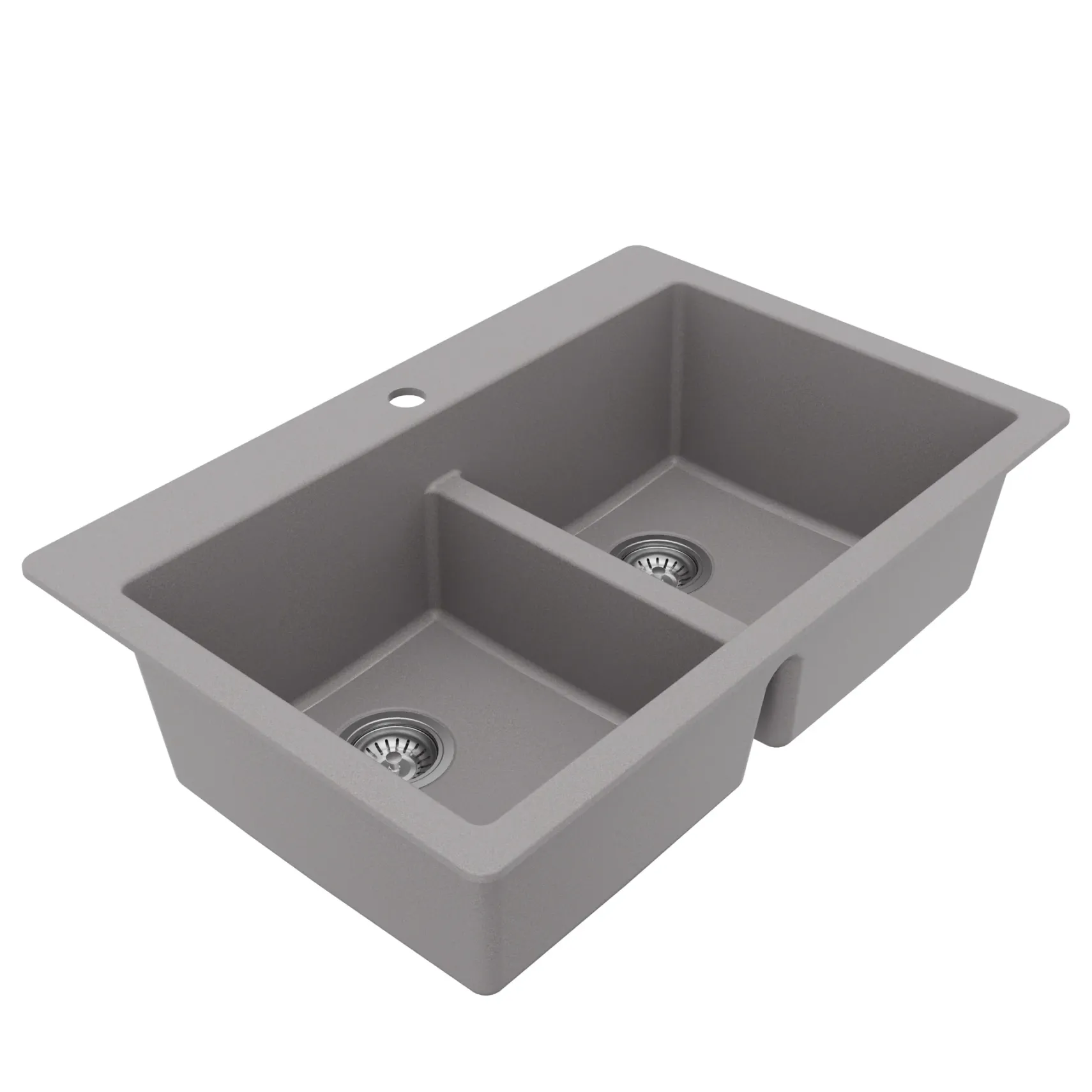 Karran 33" Drop In/Topmount Quartz Composite Kitchen Sink Kit, 50/50 Double Bowl, Grey, QT-810-GR-PK1