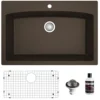 Karran 33" Drop In/Topmount Quartz Composite Kitchen Sink, Brown, QT-712-BR-PK1
