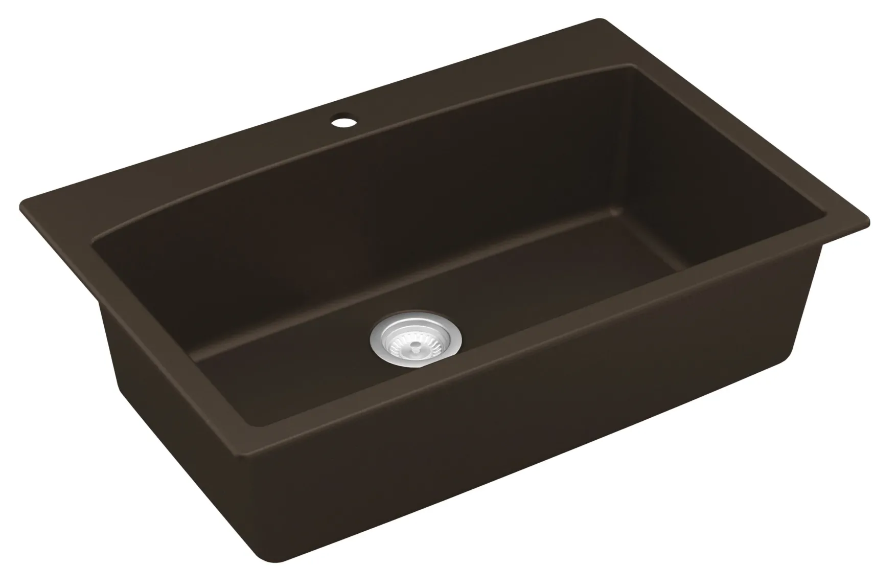 Karran 33" Drop In/Topmount Quartz Composite Kitchen Sink, Brown, QT-712-BR-PK1