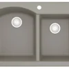 Karran 33" Drop In/Topmount Quartz Composite Kitchen Sink, 60/40 Double Bowl, Concrete, QT-610-CN