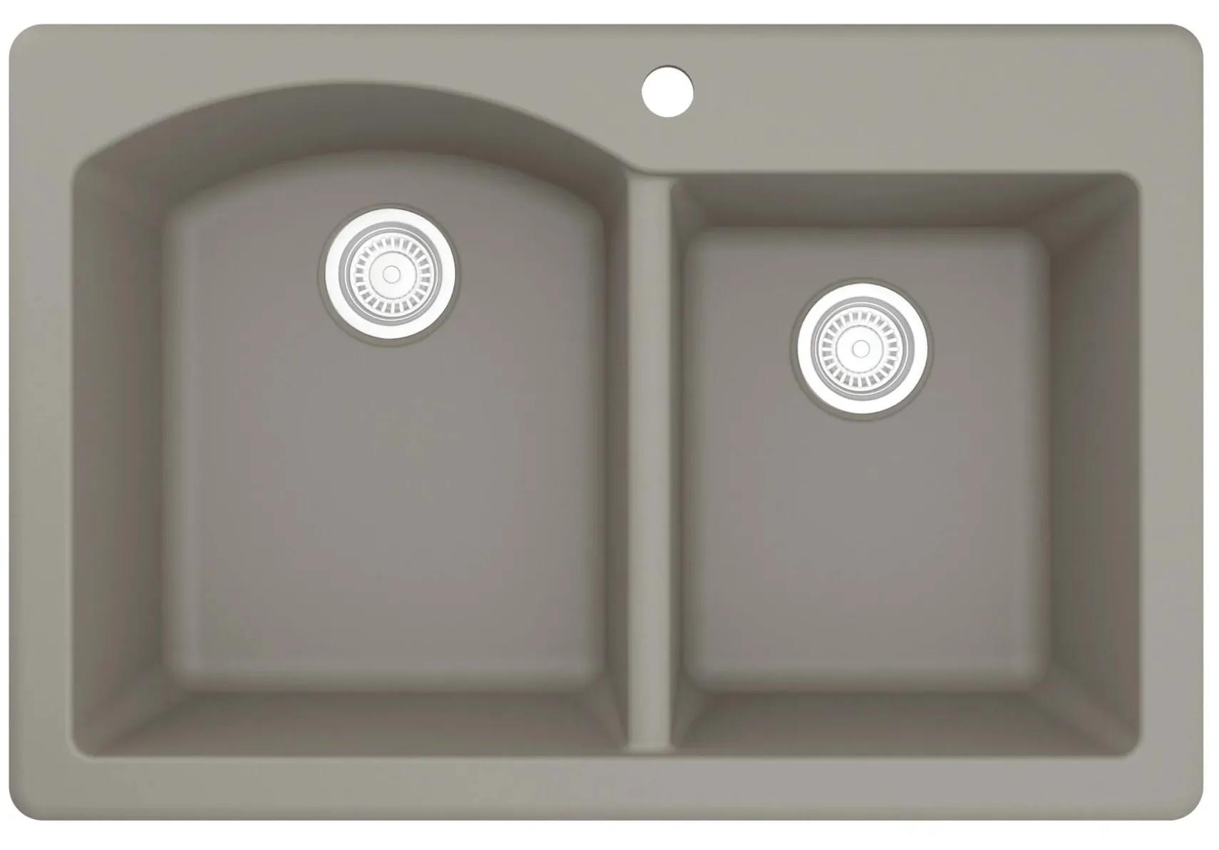 Karran 33" Drop In/Topmount Quartz Composite Kitchen Sink, 60/40 Double Bowl, Concrete, QT-610-CN