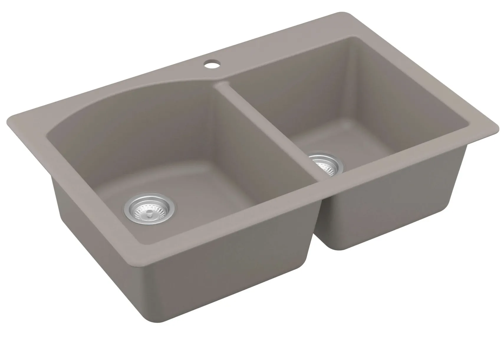 Karran 33" Drop In/Topmount Quartz Composite Kitchen Sink, 60/40 Double Bowl, Concrete, QT-610-CN