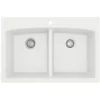 Karran 33" Drop In/Topmount Quartz Composite Kitchen Sink, 50/50 Double Bowl, White, QT-710-WH