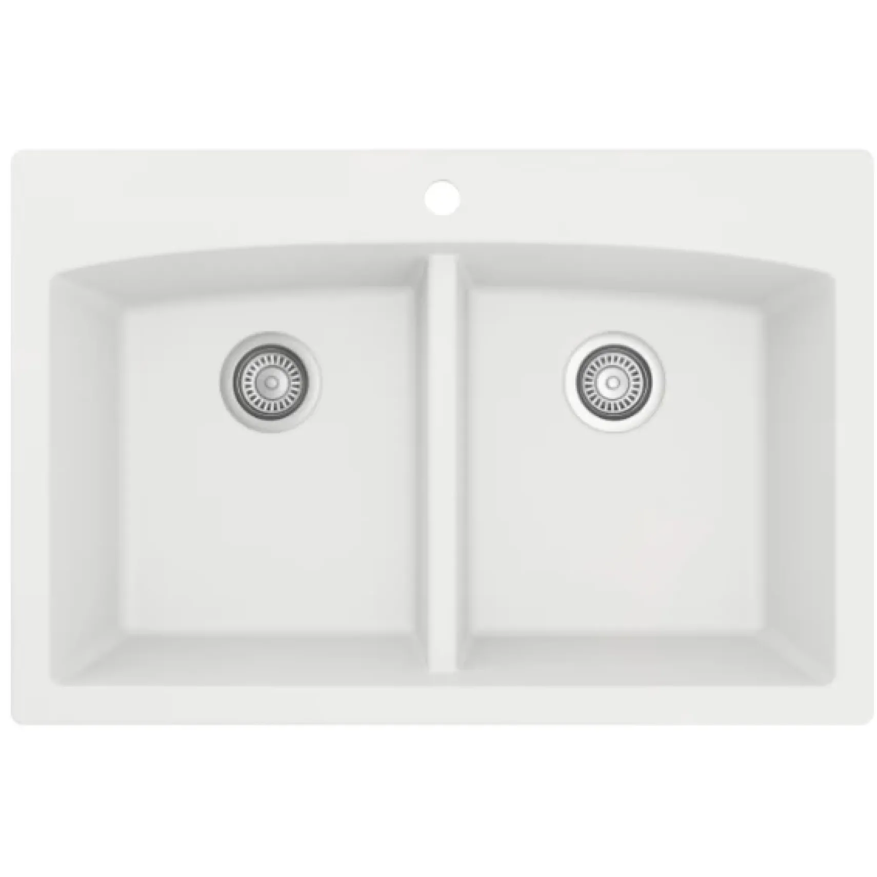 Karran 33" Drop In/Topmount Quartz Composite Kitchen Sink, 50/50 Double Bowl, White, QT-710-WH