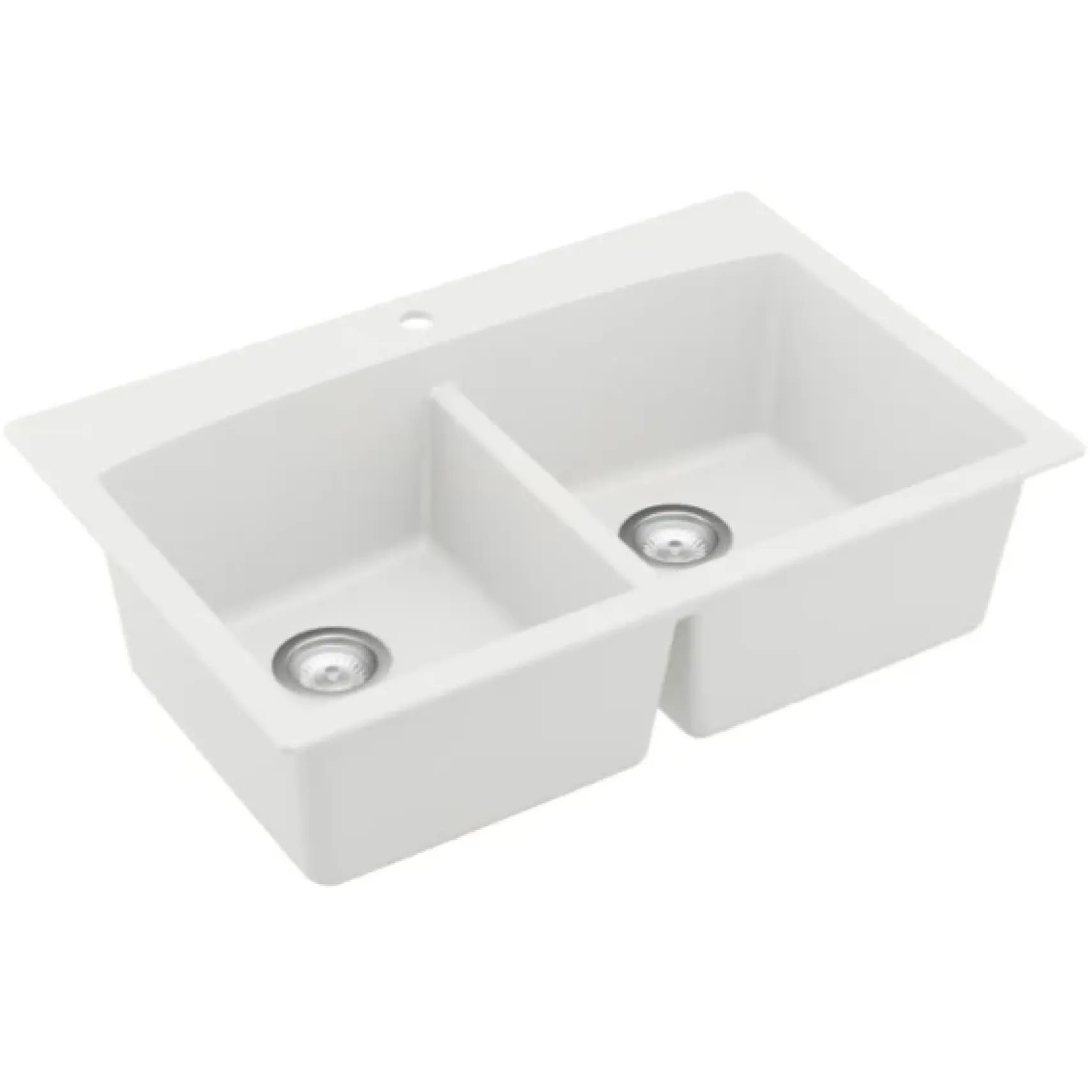 Karran 33" Drop In/Topmount Quartz Composite Kitchen Sink, 50/50 Double Bowl, White, QT-710-WH
