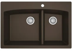 Karran 33" Drop In/Topmount Quartz Composite Kitchen Sink, 60/40 Double Bowl, Brown, QT-711-BR