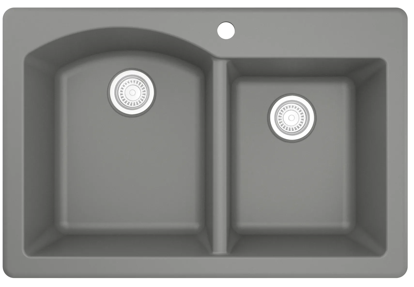 Karran 33" Drop In/Topmount Quartz Composite Kitchen Sink, 60/40 Double Bowl, Grey, QT-610-GR