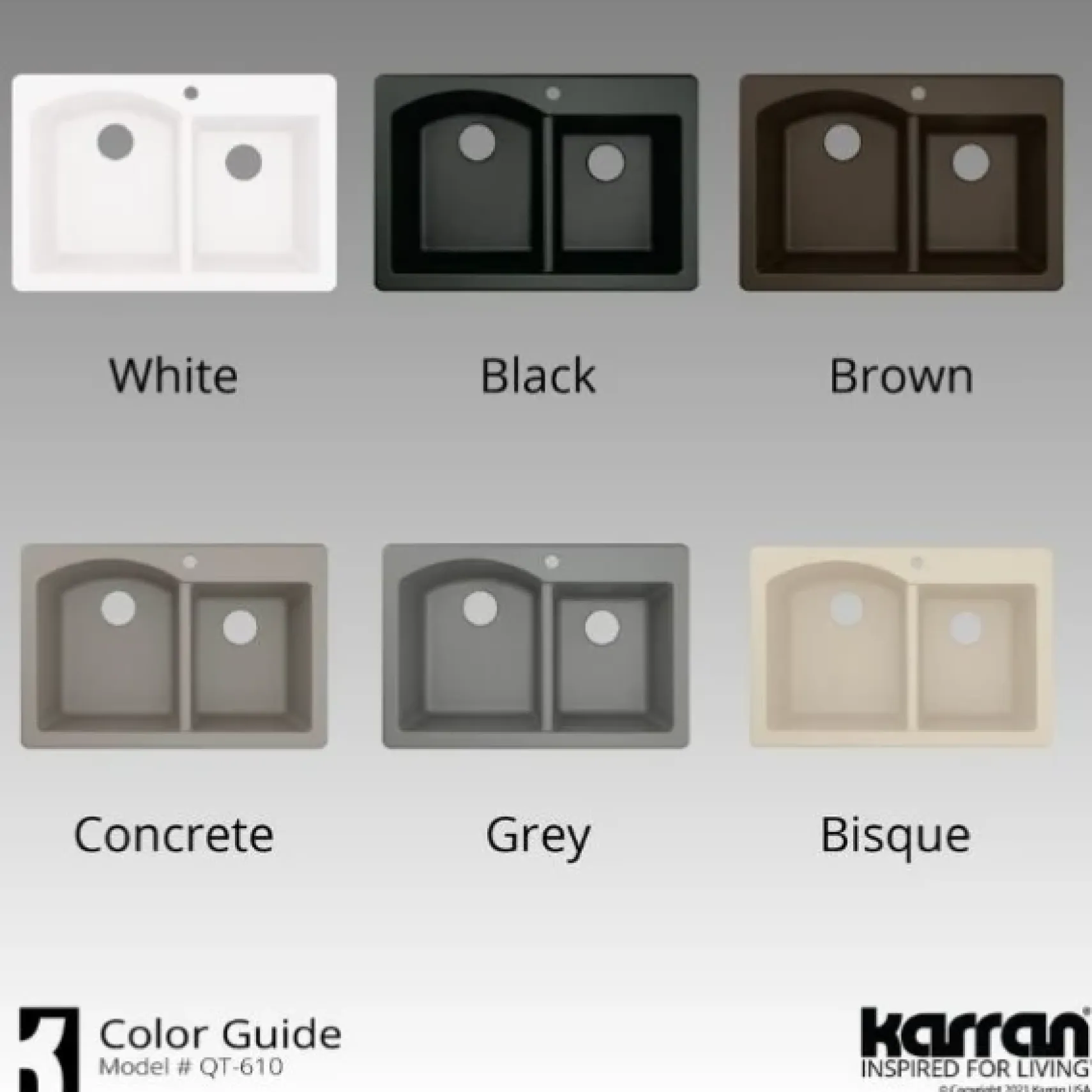 Karran 33" Drop In/Topmount Quartz Composite Kitchen Sink, 60/40 Double Bowl, Grey, QT-610-GR