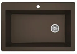 Karran 33" Drop In/Topmount Quartz Composite Kitchen Sink, Brown, QT-670-BR