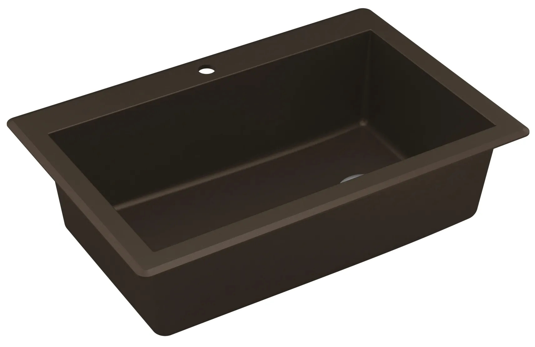Karran 33" Drop In/Topmount Quartz Composite Kitchen Sink, Brown, QT-670-BR
