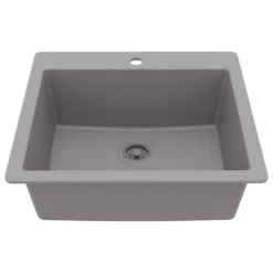 Karran 25" Drop In/Topmount Quartz Composite Kitchen Sink, Grey, QT-820-GR