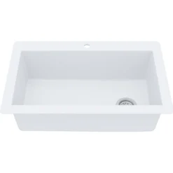 Karran 33" Drop In/Topmount Quartz Composite Kitchen Sink, White, QT-670-WH