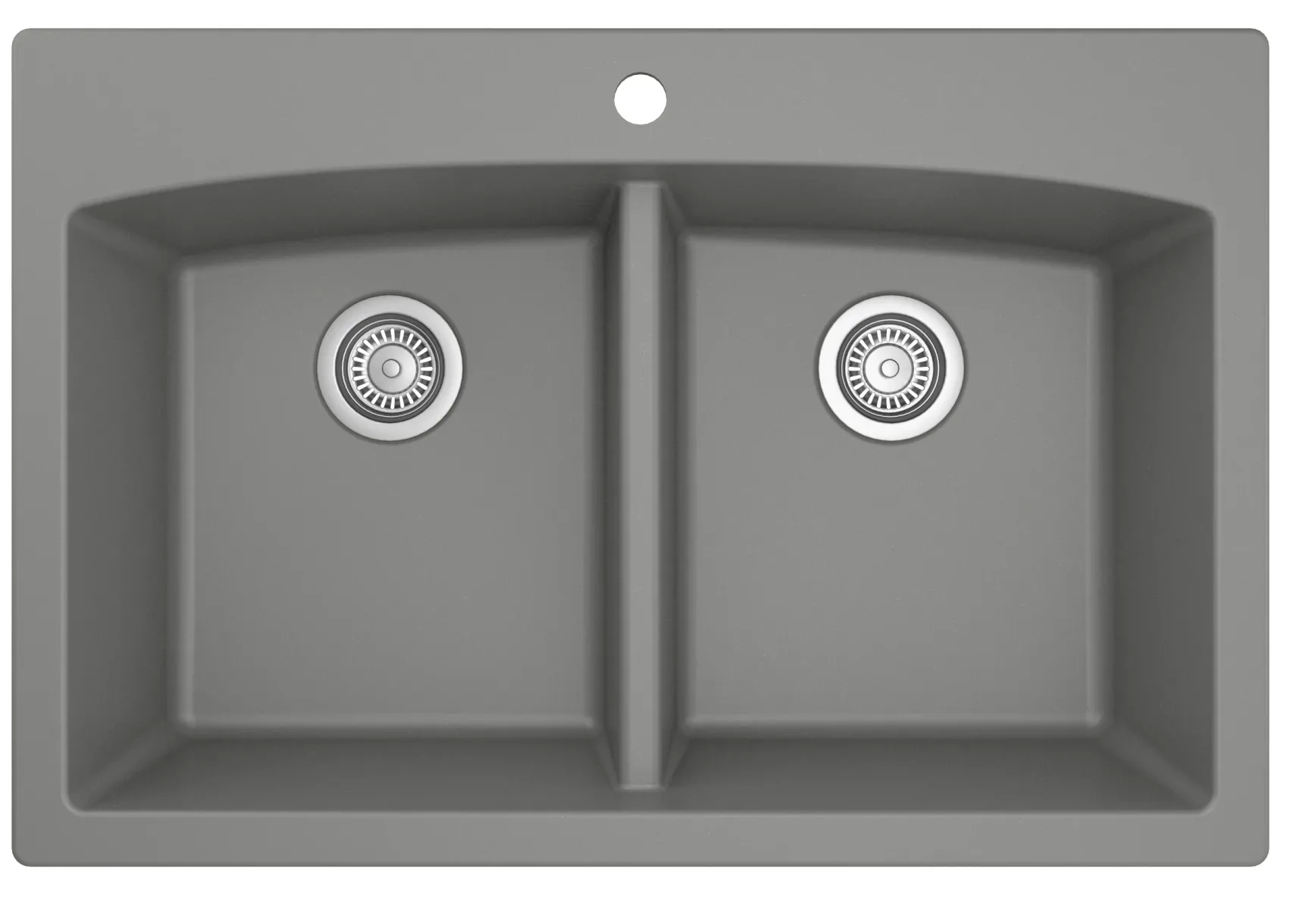 Karran 33" Drop In/Topmount Quartz Composite Kitchen Sink, 50/50 Double Bowl, Grey, QT-710-GR