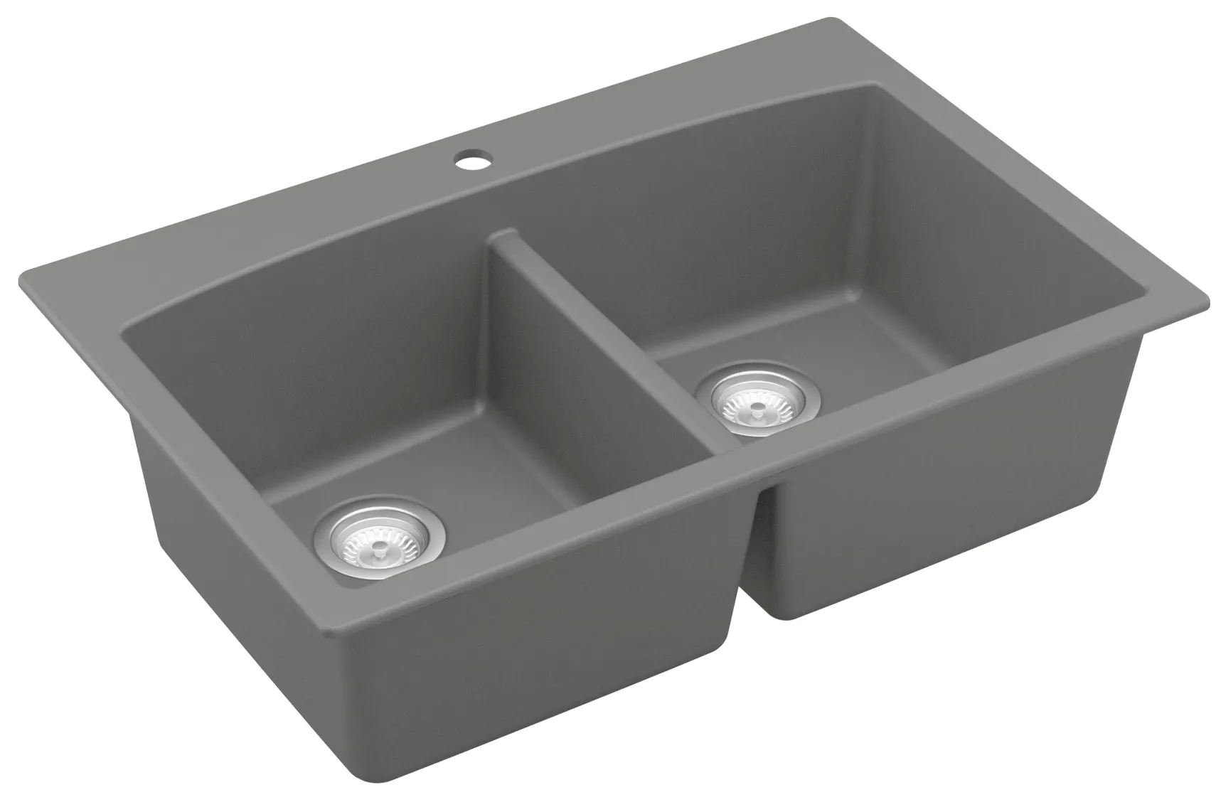 Karran 33" Drop In/Topmount Quartz Composite Kitchen Sink, 50/50 Double Bowl, Grey, QT-710-GR