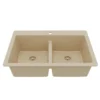 Karran 33" Drop In/Topmount Quartz Composite Kitchen Sink, 50/50 Double Bowl, Bisque, QT-810-BI