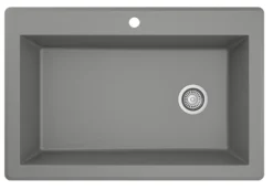 Karran 33" Drop In/Topmount Quartz Composite Kitchen Sink, Grey, QT-670-GR