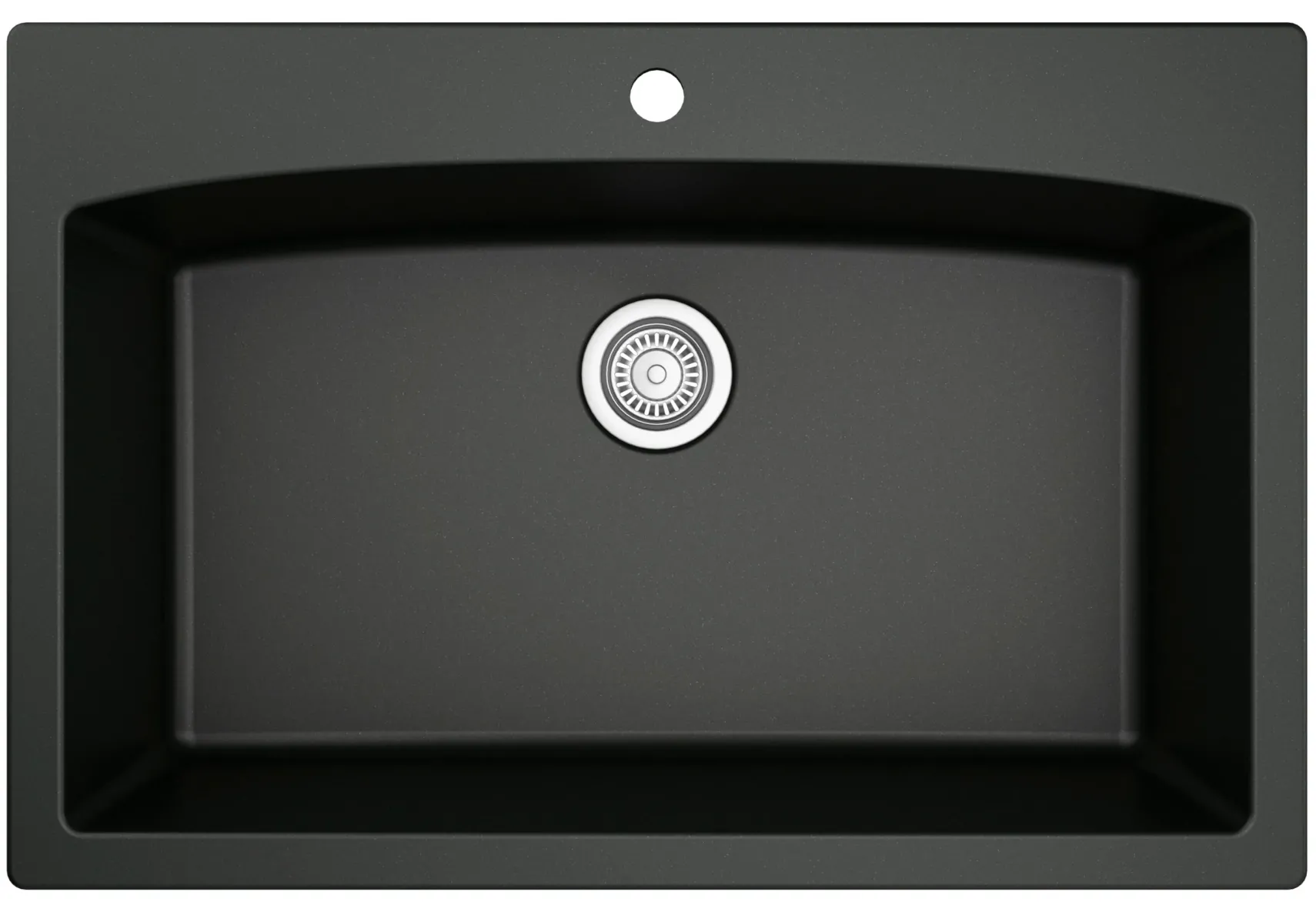 Karran 33" Drop In/Topmount Quartz Composite Kitchen Sink, Black, QT-712-BL-PK1
