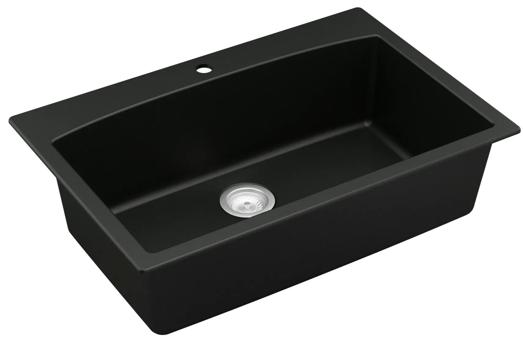 Karran 33" Drop In/Topmount Quartz Composite Kitchen Sink, Black, QT-712-BL-PK1