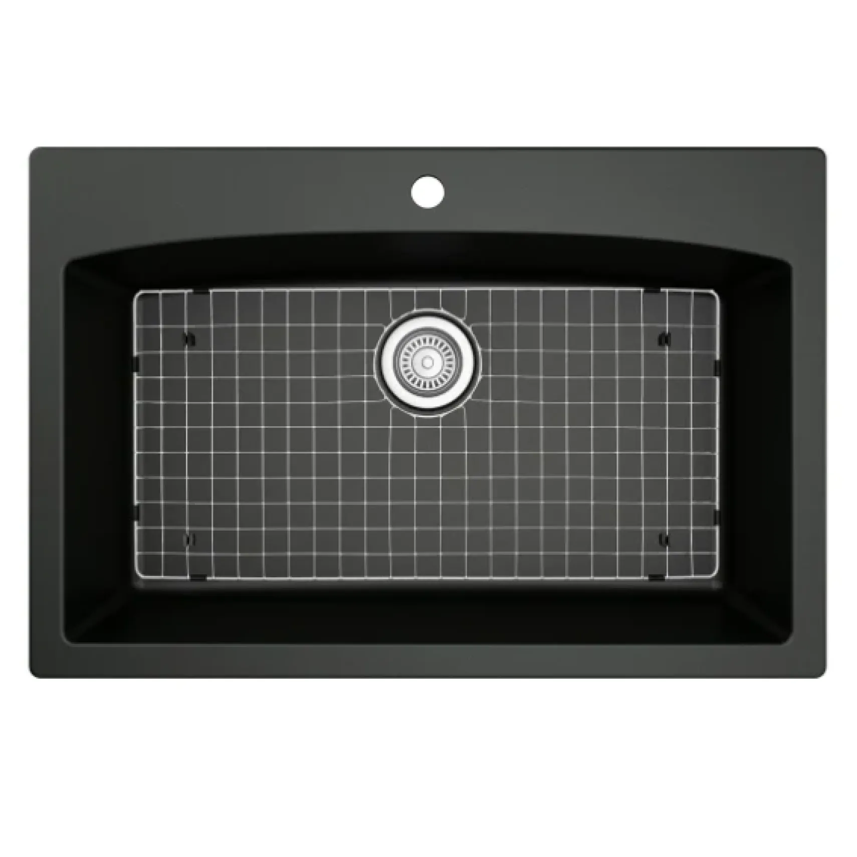 Karran 33" Drop In/Topmount Quartz Composite Kitchen Sink, Black, QT-712-BL-PK1