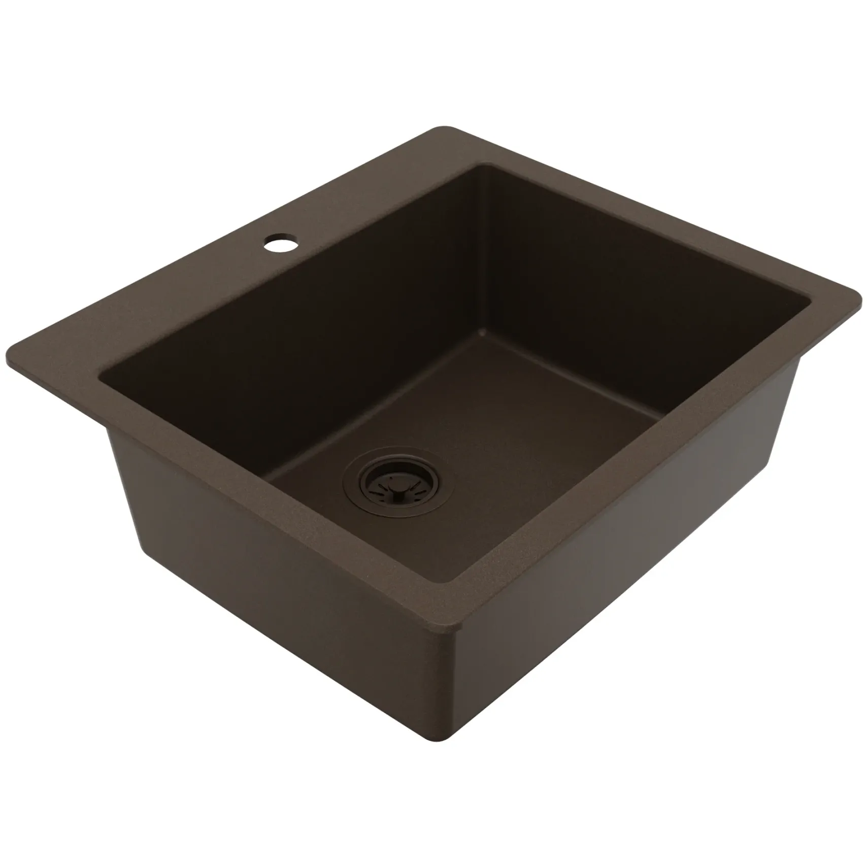 Karran 25" Drop In/Topmount Quartz Composite Kitchen Sink, Brown, QT-820-BR
