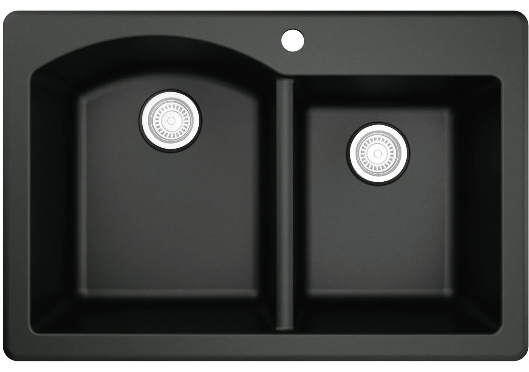 Karran 33" Drop In/Topmount Quartz Composite Kitchen Sink, 60/40 Double Bowl, Black, QT-610-BL