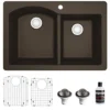 Karran 33" Drop In/Topmount Quartz Composite Kitchen Sink, 60/40 Double Bowl, Brown, QT-610-BR-PK1