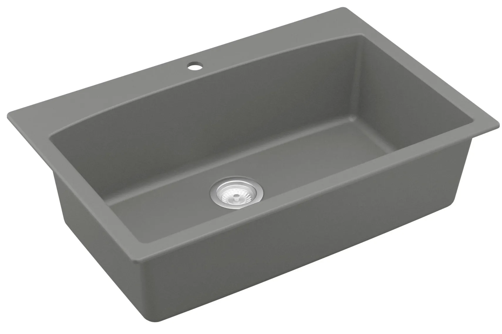 Karran 33" Drop In/Topmount Quartz Composite Kitchen Sink, Grey, QT-712-GR-PK1