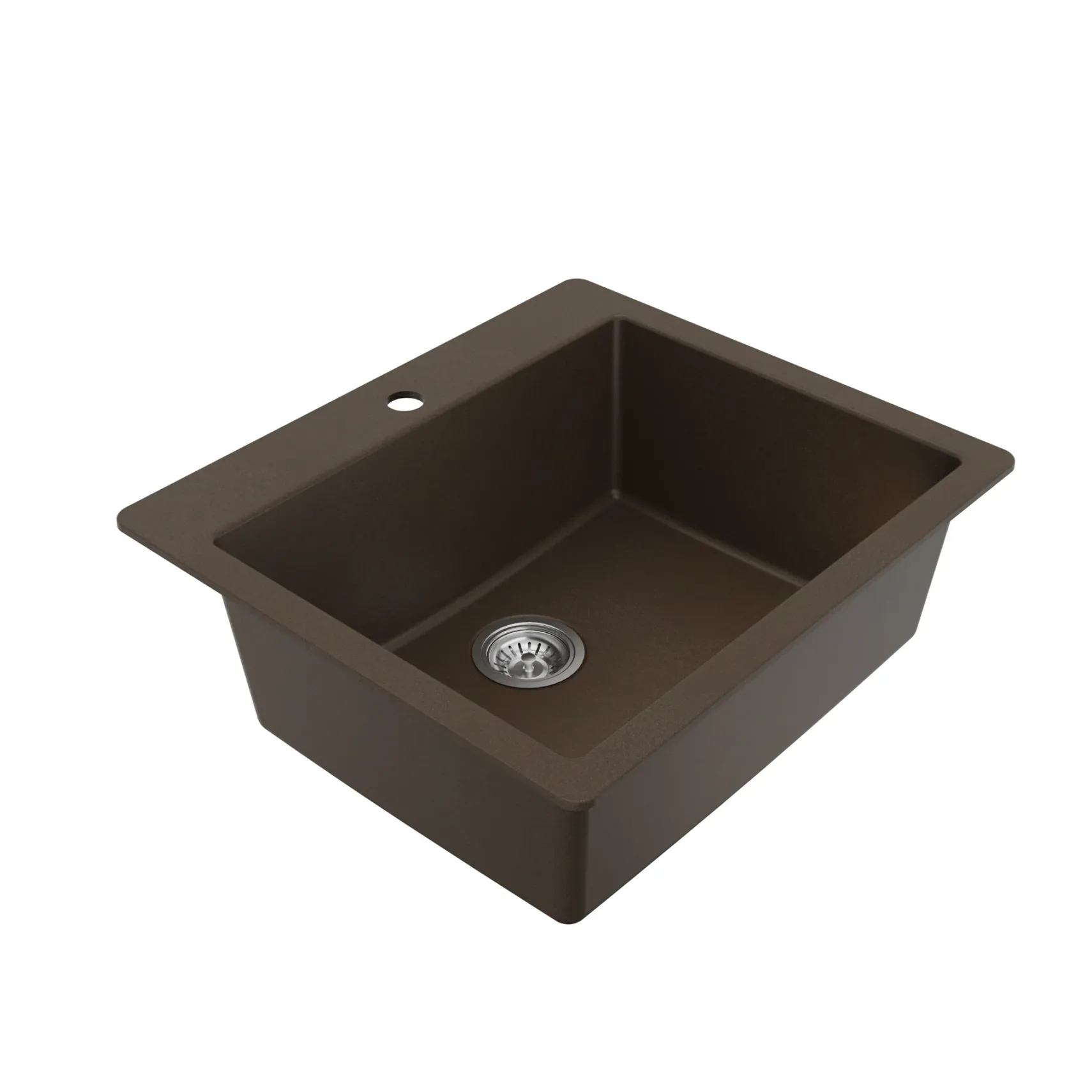 Karran 25" Drop In/Topmount Quartz Composite Kitchen Sink with Accessories, Brown, QT-820-BR-PK1