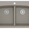 Karran 33" Drop In/Topmount Quartz Composite Kitchen Sink, 50/50 Double Bowl, Concrete, QT-710-CN