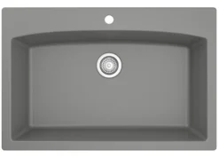Karran 33" Drop In/Topmount Quartz Composite Kitchen Sink, Grey, QT-712-GR