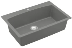 Karran 33" Drop In/Topmount Quartz Composite Kitchen Sink, Grey, QT-712-GR