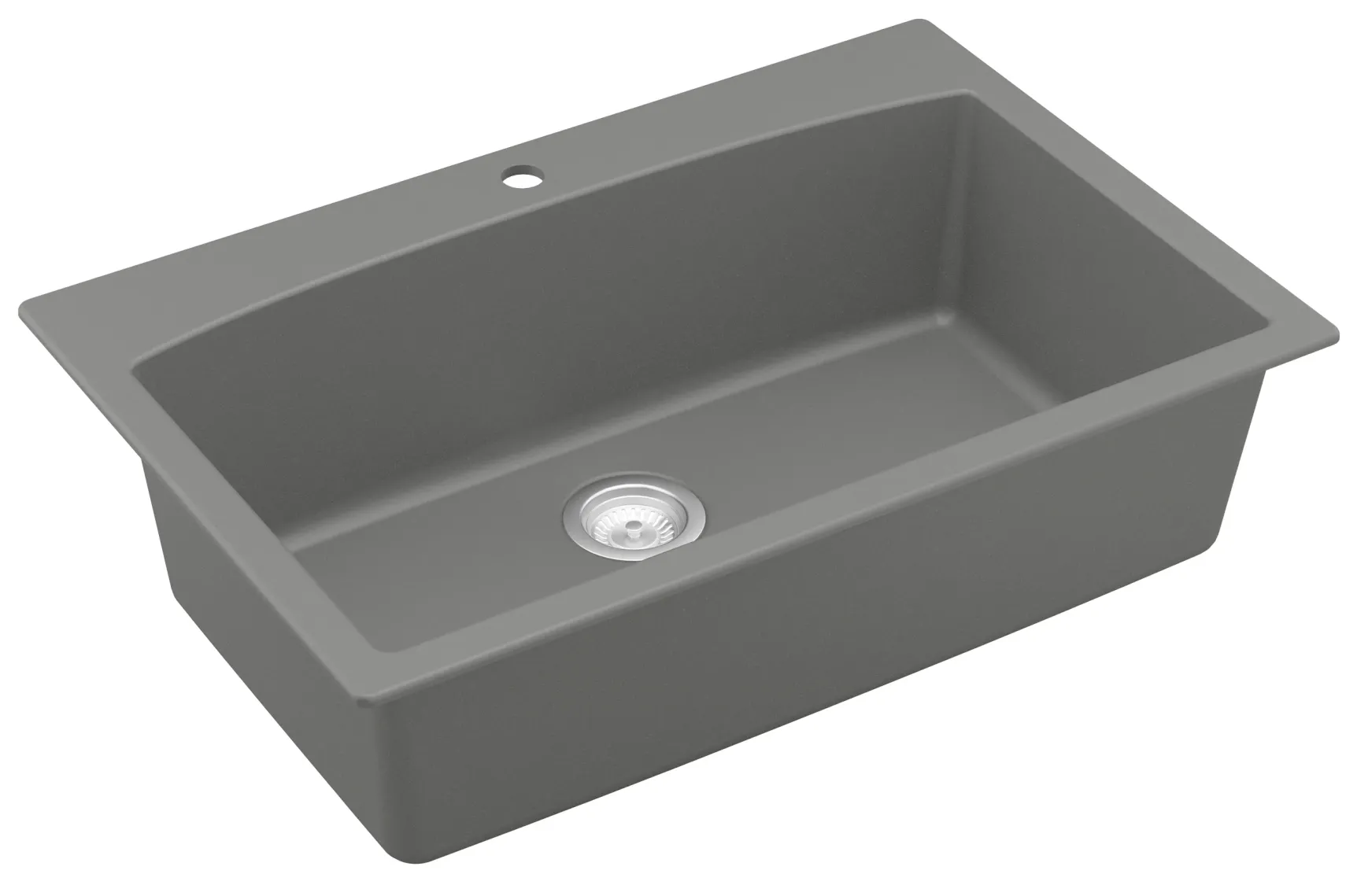 Karran 33" Drop In/Topmount Quartz Composite Kitchen Sink, Grey, QT-712-GR