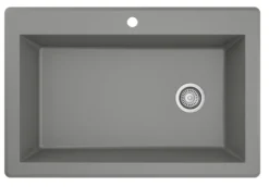 Karran 33" Drop In/Topmount Quartz Composite Kitchen Sink, Grey, QT-670-GR-PK1
