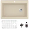 Karran 33" Drop In/Topmount Quartz Composite Kitchen Sink, Bisque, QT-670-BI-PK1