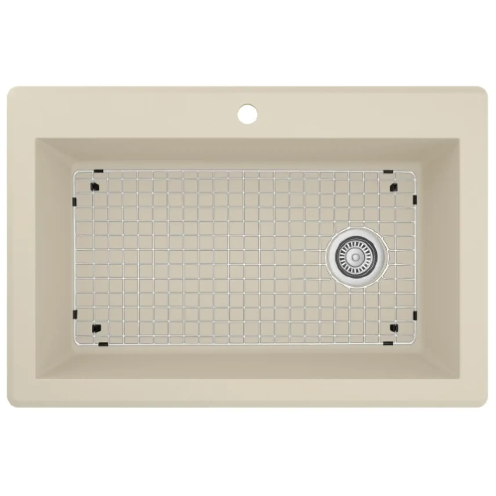 Karran 33" Drop In/Topmount Quartz Composite Kitchen Sink, Bisque, QT-670-BI-PK1