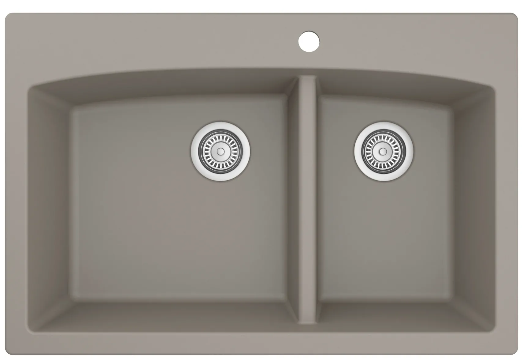 Karran 33" Drop In/Topmount Quartz Composite Kitchen Sink, 60/40 Double Bowl, Concrete, QT-711-CN