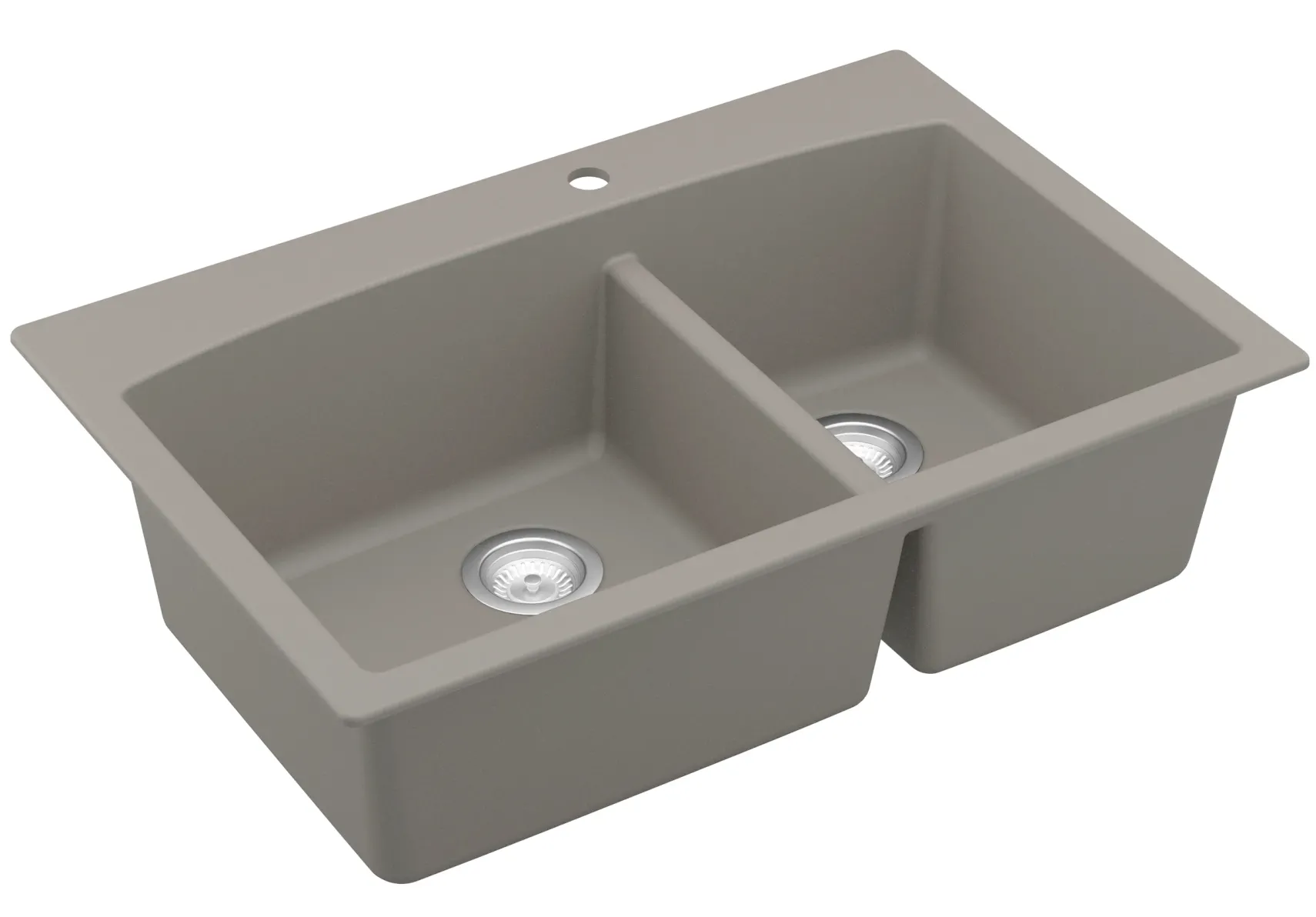 Karran 33" Drop In/Topmount Quartz Composite Kitchen Sink, 60/40 Double Bowl, Concrete, QT-711-CN